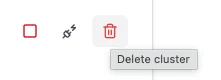 Delete cluster button tooltip